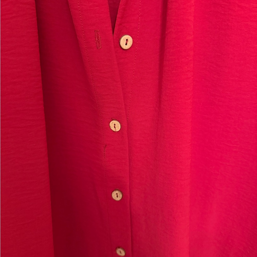 Karlie Vibrant Red Button-Up Blouse - Picture 3 of 5